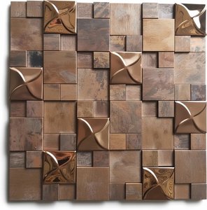 Copper & Stainless Steel Geometric Mosaic Wall Tiles, Bathrooms Art Deco Mosaic Tile Elevate Your Int