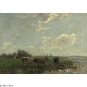 Landscape With Cattle And Windmills — Willem Maris