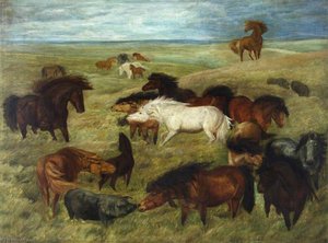Wild Horses And Pigs — John Trivett Nettleship