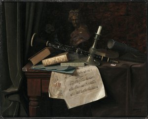 Still Life With Pewter Candlestick And Clarinet — Уильям Майкл Харнетт