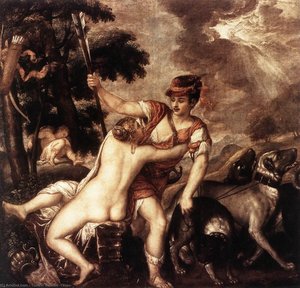 Venus And Adonis 1 — Tizian, Baroque