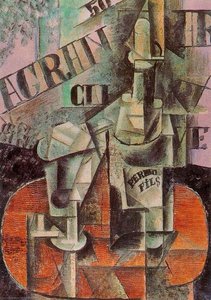 Table In A Cafe (bottle Of Pernod) — Pablo Picasso, Analytical Cubism
