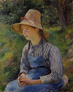 Junge Dorfbewohnerin Mit Hut — Camille Pissarro, Impressionism
