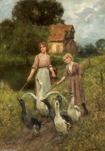 Girls Herding Geese — Henry John Yeend King