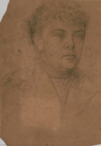 Head Front Bust Slightly To The Left Hair Collected And Curly Bangs — Eugenia Belín Sarmiento