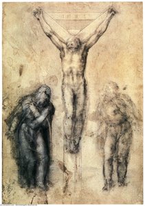 Gekreuzigter Christus Mit Maria Und Johannes — Michelangelo Buonarroti, Barock