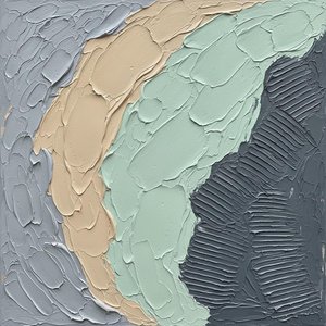 Monolithic Undulations In Sage And Charcoal: A Singular Study Of Earthly Serenity — David Moreau, Plaster & Texture Art