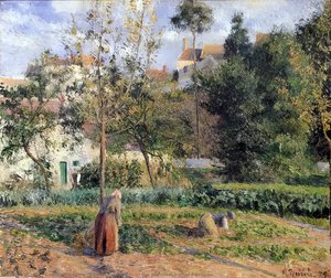 Jardín De Vegetales En La Ermita Cerca De Pontoise — Camille Pissarro, Impresionismo