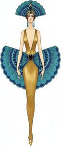 Gilded Fan And Teal Scalloped Silhouettes In Gold — Valentin Laurent De Courcey