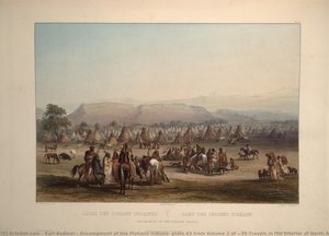 Encampment Of The Piekann Indians, Plate 43 From Volume 2 Of 'travels In The Interior Of North America' — Karl Bodmer, Romanticism