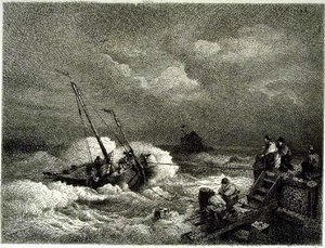 Pulling In A Boat — Andreas Achenbach