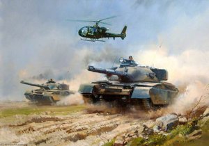 Two 'chieftain' Tanks And A 'gazelle' Helicopter Bonding — Frank Wootton