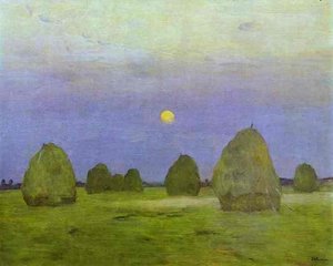 Haystacks. Twilight — Isaak Ilyich Levitan, Russian Landscape Impressionism
