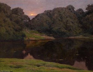 Landscape with Setting Sun