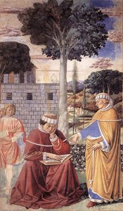 St Augustine Reading The Epistle Of St Paul (scene 10, East Wall) — Benozzo Gozzoli, Italian Renaissance