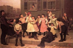 The Sidewalk Dance (aka A Sidewalk Dance) — John George Brown, Impressionism