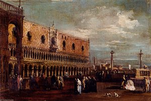 A View Of The Piazzetta_looking South With The Palazzo Ducale — Francesco Lazzaro Guardi
