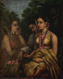 Shakuntala Patra Lekhan Of Shakuntala Writing A Love Letter — Raja Ravi Varma, Academic Realism