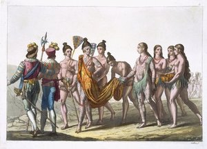 Native American Widows Approach Their Chief — Gallo Gallina