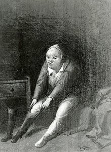 Man Putting On Boots, (painting) — David Gilmour Blythe
