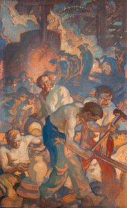 Smiths At Work (study For The Third Panel Of His Mural For The Rockefeller Center, New York) — Frank Brangwyn