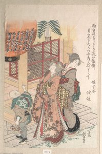 Jungfrauinnen Beim Ehrungen Eines Schreins — Katsushika Hokusai