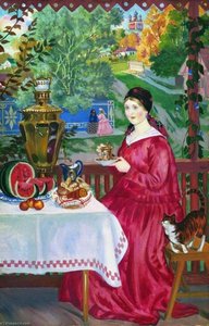 The Merchant's Wife On The Balcony — Boris Mikhailovich Kustodiev