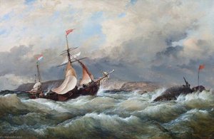 A Dutch Galliot Entering Aberdeen Harbour In A Storm — Edward William Cooke
