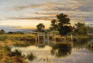 A Lock On The Thames, Streatley — R.a Benjamin Williams Leader