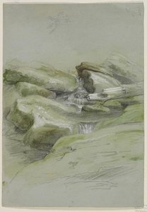 Waterfall And Rocks — Thomas Cole