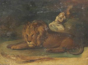 Lion and a Female Figure