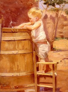 A Boy At A Water Barrel — Correa Benito Rebolledo
