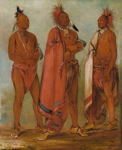 Wa Másh Ee Sheek, He Who Takes Away Wa Chésh Uk, War Mink Chésk, Three Distinguished Young Men — George Catlin