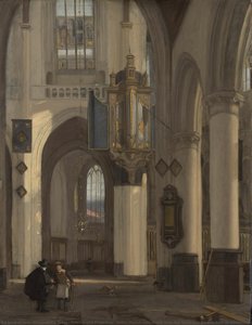 Interior Of A Protestant Gothic Church With Motifs From The Oude And Nieuwe Kerk In Amsterdam, Emanuel De Witte, 1677 — Emanuel De Witte