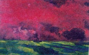 Green Sea Under Reddish-brown Sky (two Steamers) — Emile Nolde, Expressionism