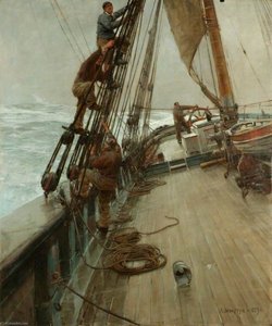 All Hands Shorten Sail — Frank Brangwyn