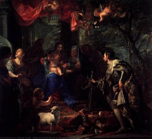 Virgin And Child Adored By St Louis, King Of France — Claudio Coello, Baroque Painting