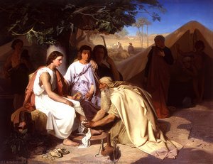 Abraham Washing The Feet Of The Three Angels — Emile Levy
