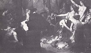 Justice Pitches Her Tent In The Coal Fields, (painting) — Edwin Howlan