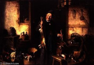 Kitchen Interior With A Man Holding — Hermann Armin Von Kern