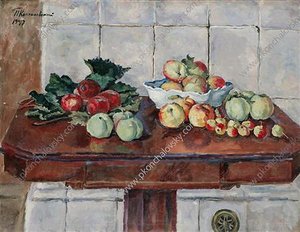 Still Life. Apples On A Table Near The Stove. — Pyotr Konchalovsky
