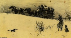The Stagecoach Struggling Up A Snowy Hill — Beatrice Parsons, Romanticism