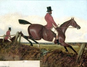 Gentleman On A Chestnut Horse Taking A Fence — John Dalby