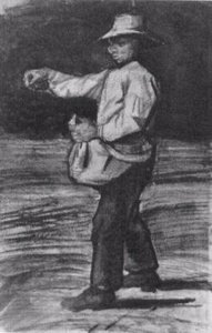 Mann Beim Füttern Von Hühnern Oder Säen — Vincent Willem Van Gogh, Early Realism