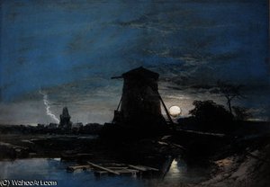 A moonlit dutch landscape