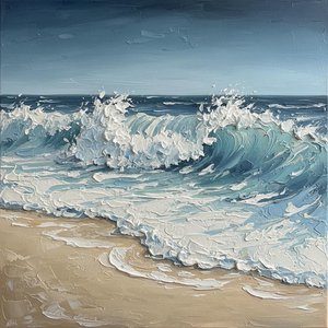 Ephemeral Surge Of The Deep Blue In Sculptural Impasto Relief — David Moreau