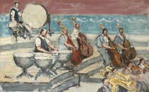 Bbc Symphony Orchestra Rehearsing At The Royal Albert Hall (also Known As 'strings Brass And Drums Rehearsing At The Albert Hall') — Paul Ayshford Methuen, Post-impressionism