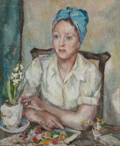 Study Of An Unknown Woman Seated At A Table With Flowers — Alan Francis Clutton Brock