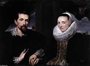 Double Portrait Of The Painter Frans Snyders And His Wife — Sir Anthony Van Dyck, Baroque