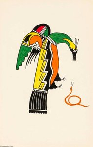 Bird with Red Snake